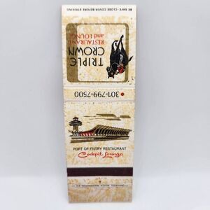 Vintage Matchbook Triple Crown Restaurant Cockpit Lounge Washington DC Dulles Ai